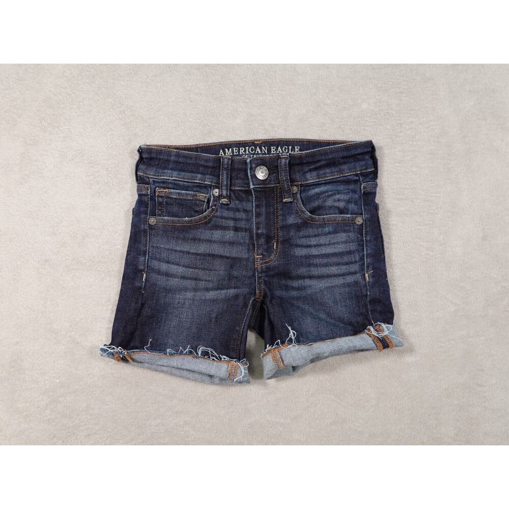 American Eagle Outfitters Womens Blue Denim Shorts Next Level Stretch Size 00